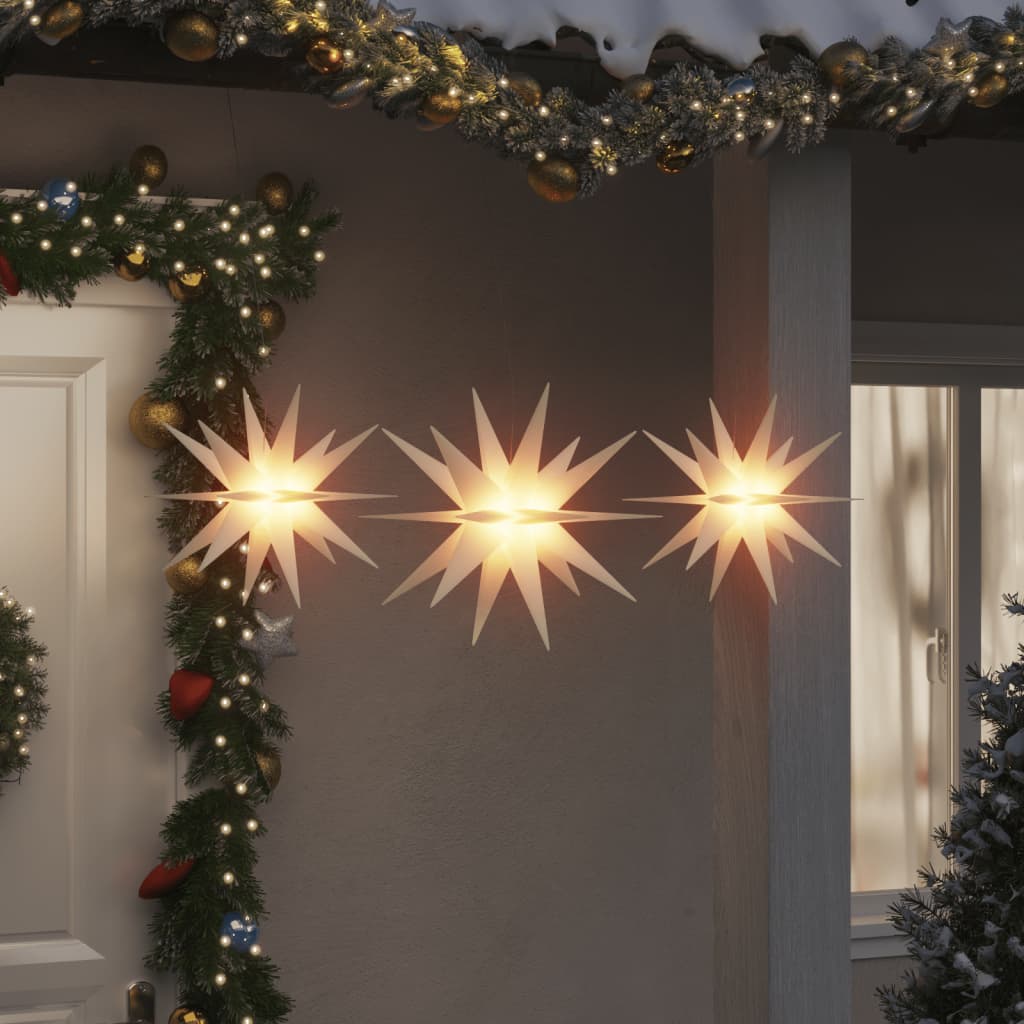 Vetonek Lámparas de Navidad LED plegables 3 unidades blanco