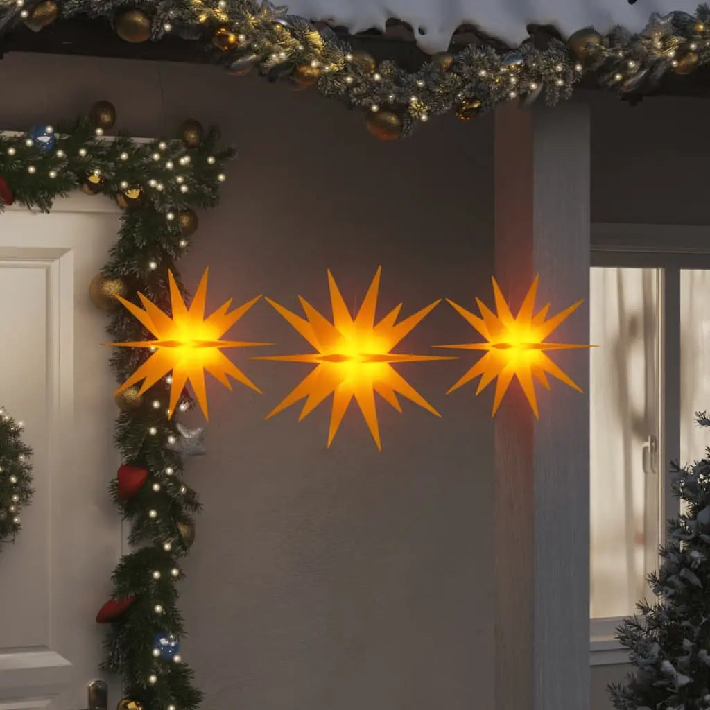 Vetonek Lámparas de Navidad LED plegables 3 unidades amarillo