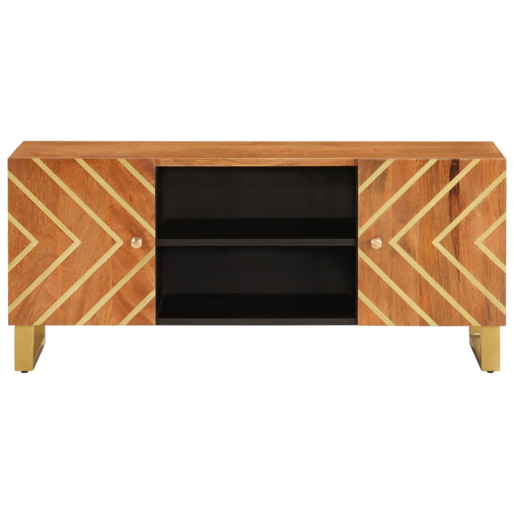 TV furniture solid wood Brown and black mango 105x33,5x46 cm v83