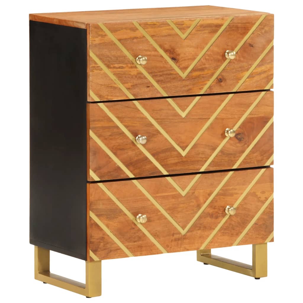 Mueble auxiliar madera maciza mango marrón/negro 60x33,5x75 cm vidaXL