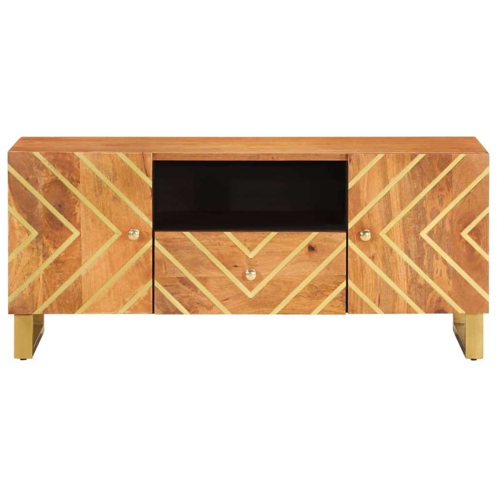 TV furniture solid wood Brown and black mango 105x33.5x46 cm V97