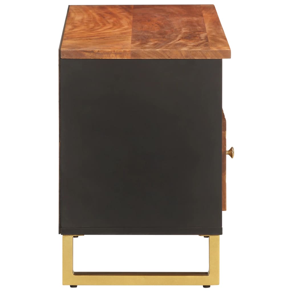 Mueble de TV madera maciza mango marrón y negro 100x33,5x46 cm vidaXL