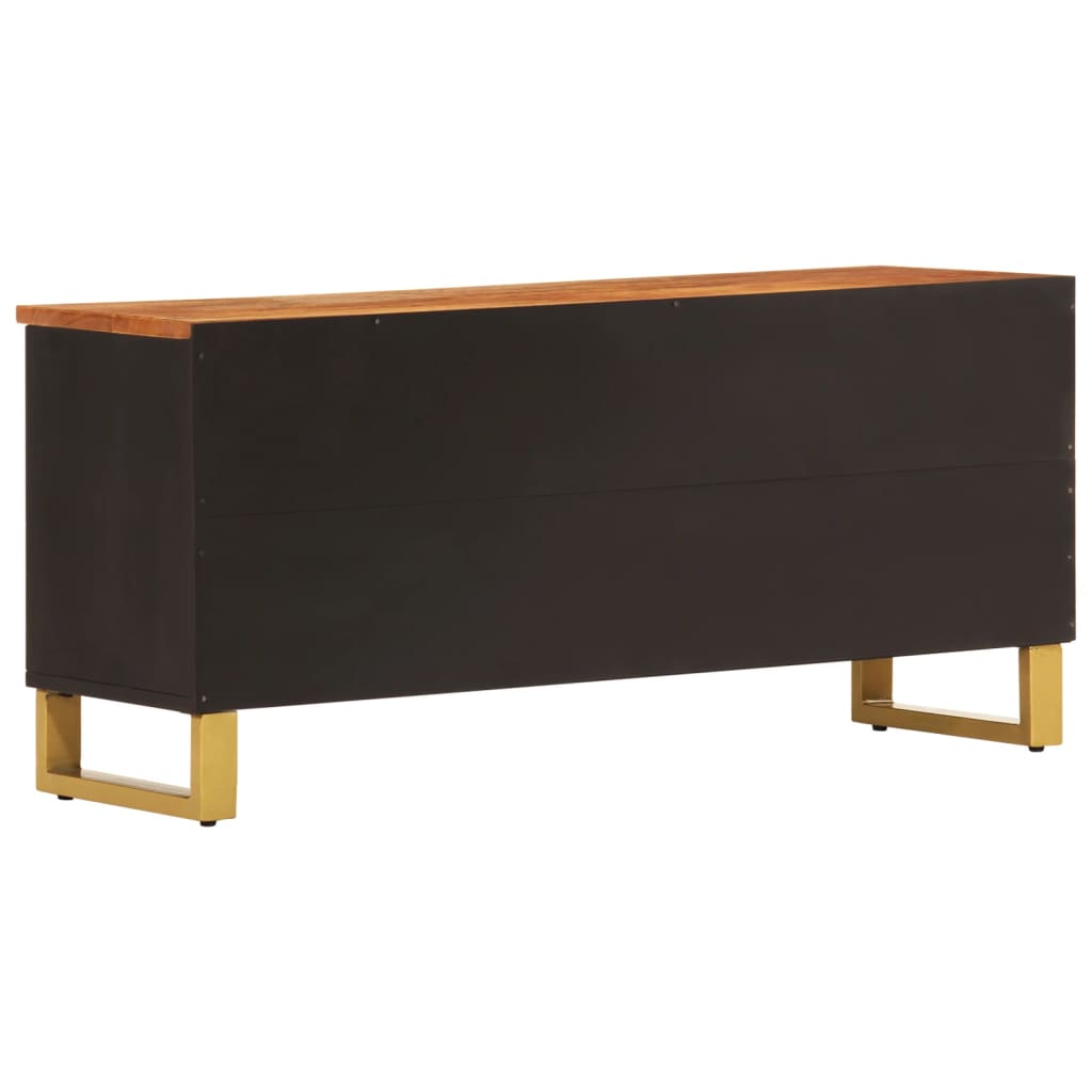 Mueble de TV madera maciza mango marrón y negro 100x33,5x46 cm vidaXL