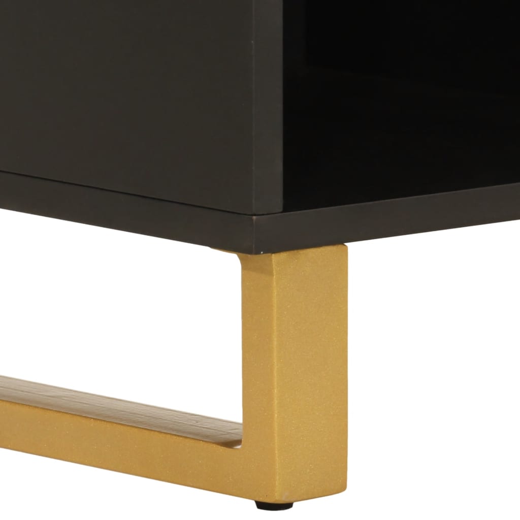 Mueble de TV madera maciza mango marrón y negro 100x33,5x46 cm vidaXL