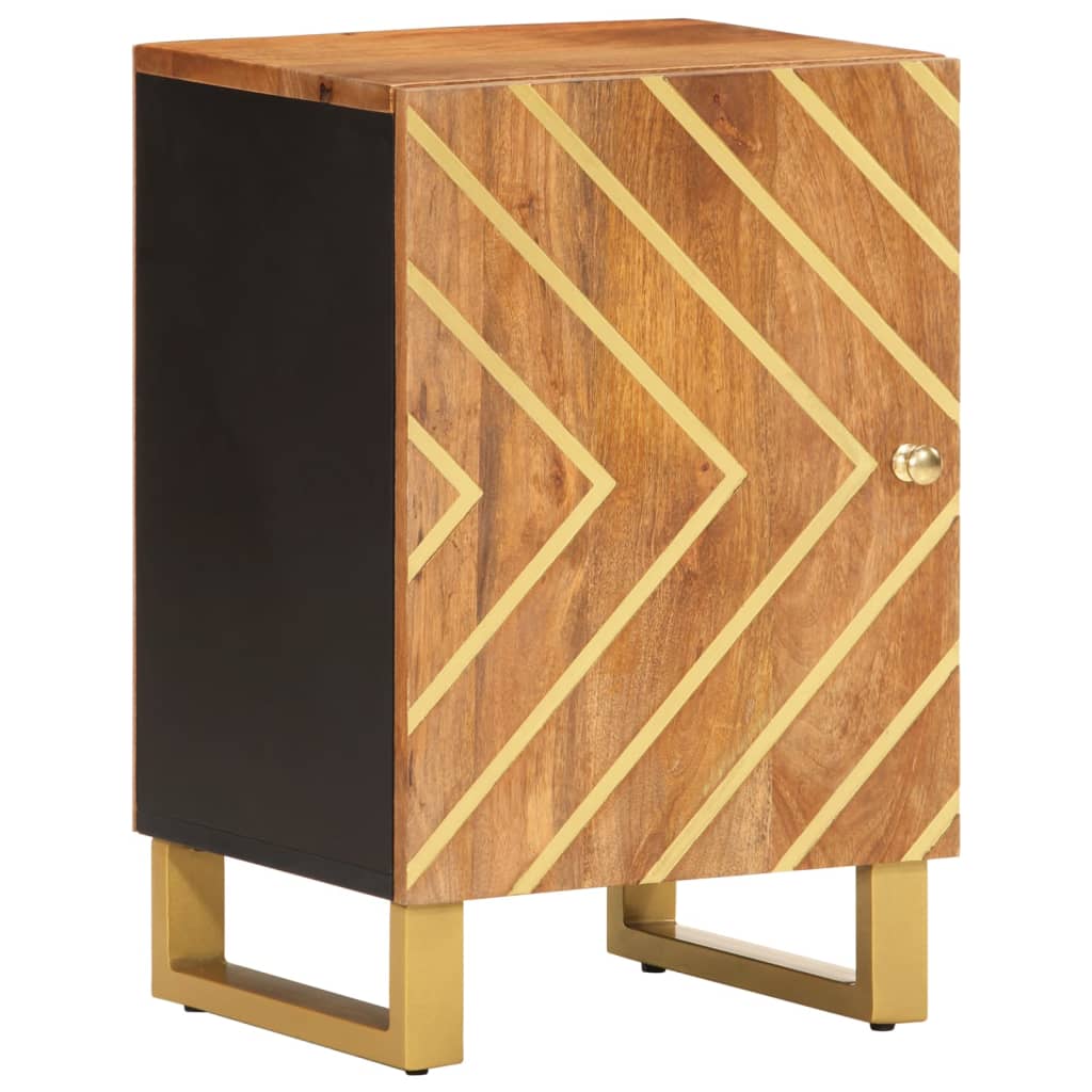 Vetonek Mueble de baño madera maciza mango marrón y negro 38x33,5x58 cm