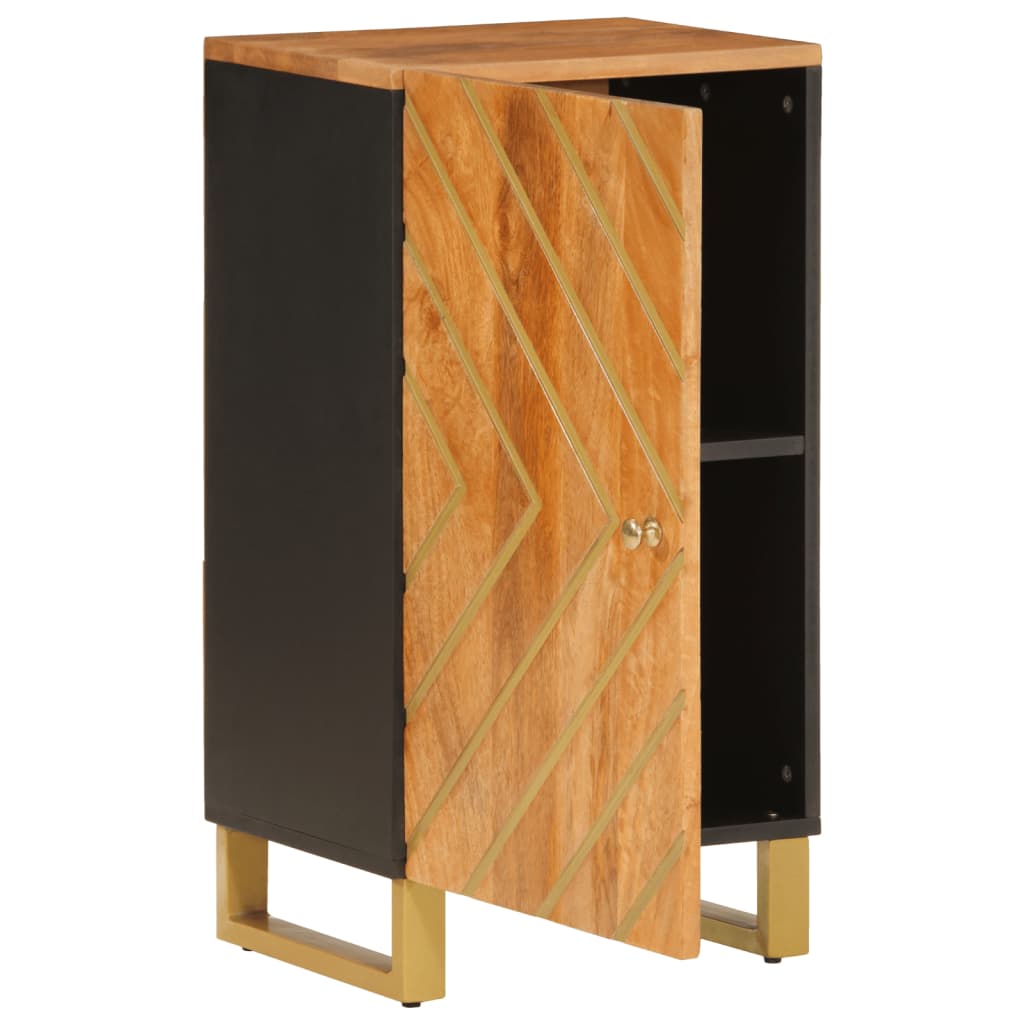 Mueble auxiliar madera maciza mango marrón/negro 40x33,5x75 cm