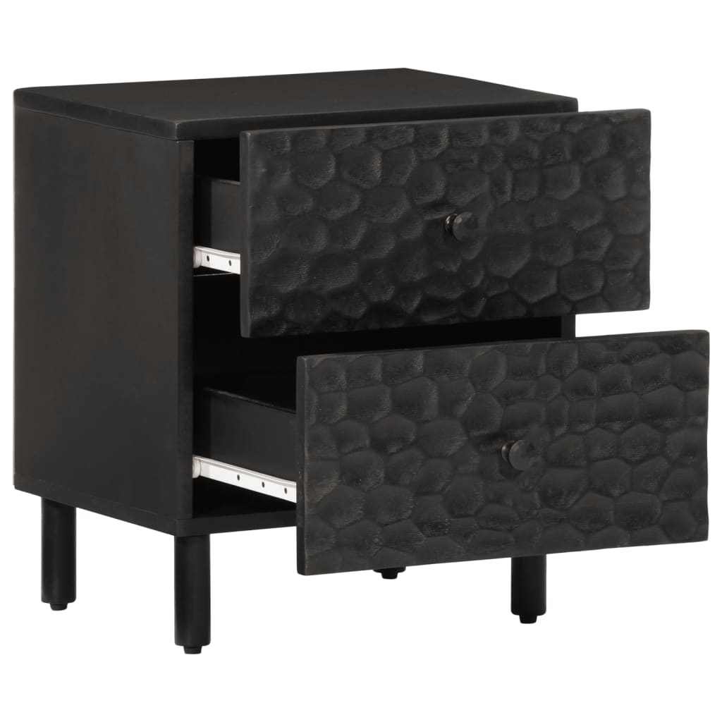 Night tables 2 units Black mango wood 40x33x46 cm