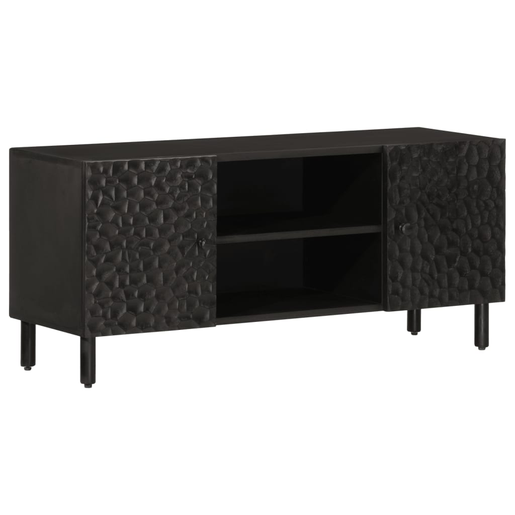 Vetonek Mueble de TV madera maciza de mango negro 105x33x46 cm