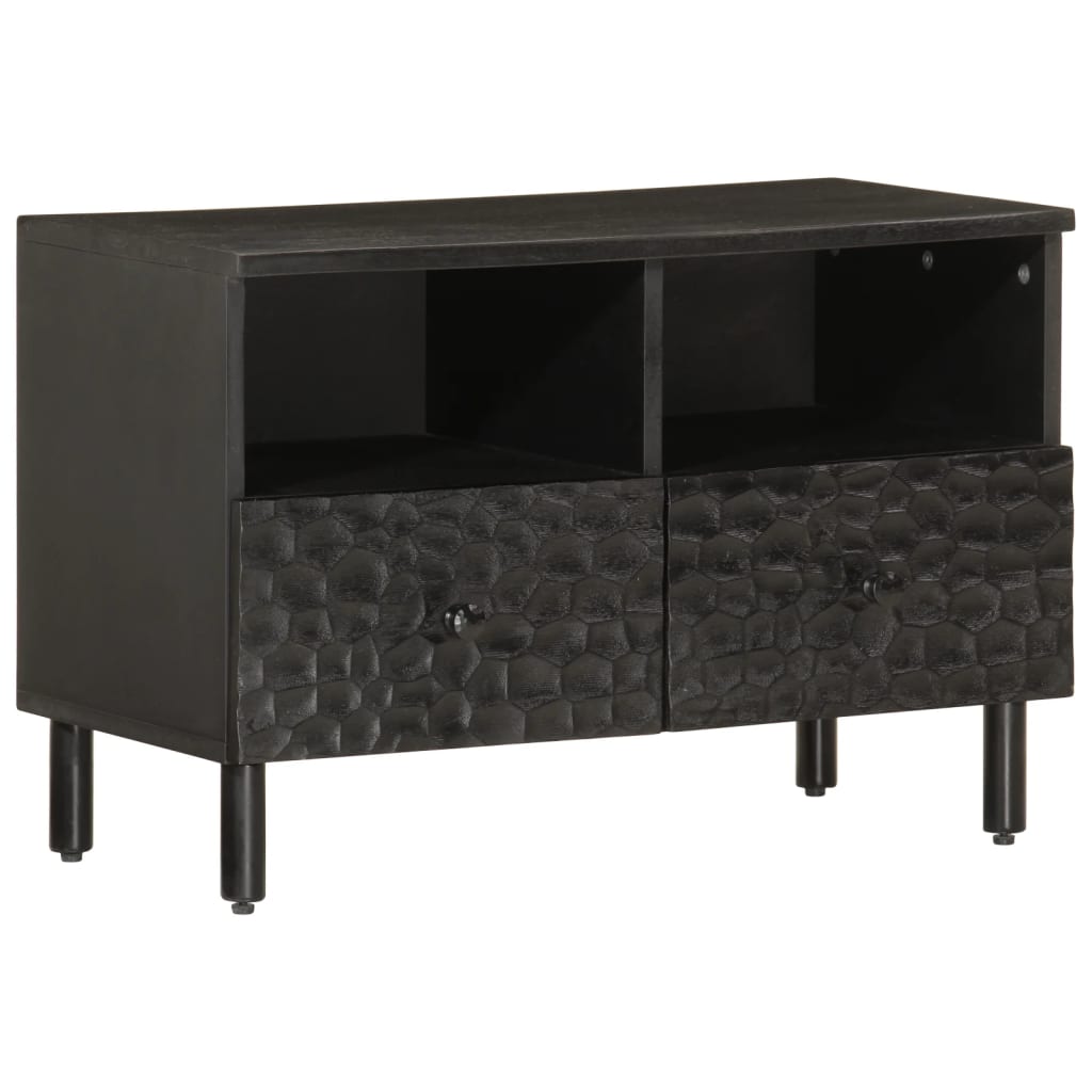 Vetonek Mueble de TV madera maciza de mango negro 70x33x46 cm