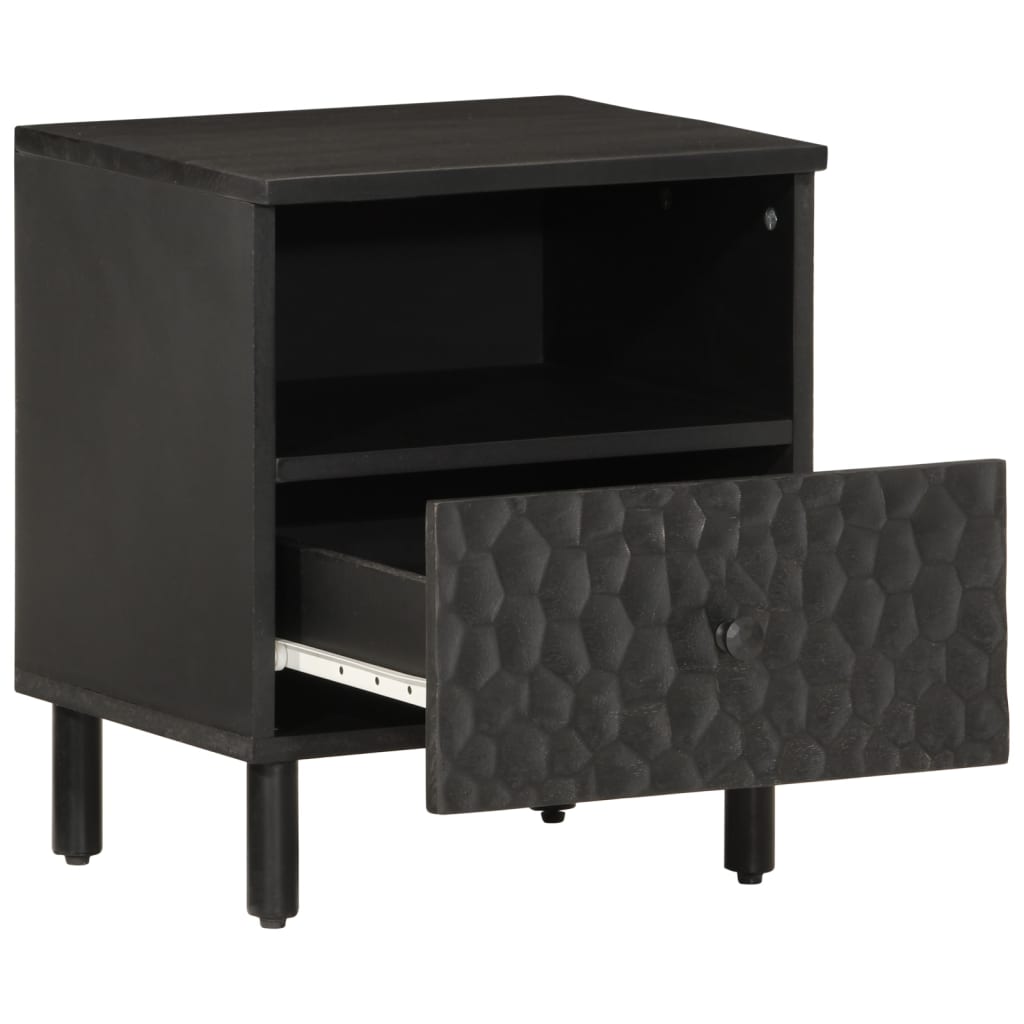 Night tables 2 units Black mango wood 40x33x46 cm