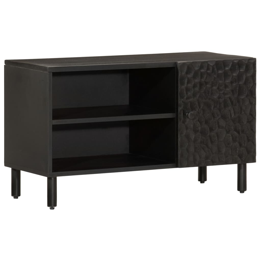 Vetonek Mueble de TV madera maciza de mango negro 80x31x46 cm