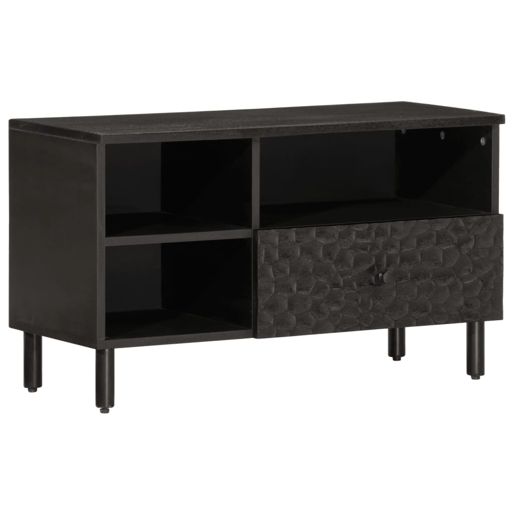 Vetonek Mueble de TV madera maciza de mango negro 80x33x46 cm