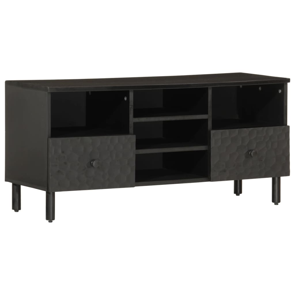 Vetonek Mueble de TV madera maciza de mango negro 100x33x46 cm