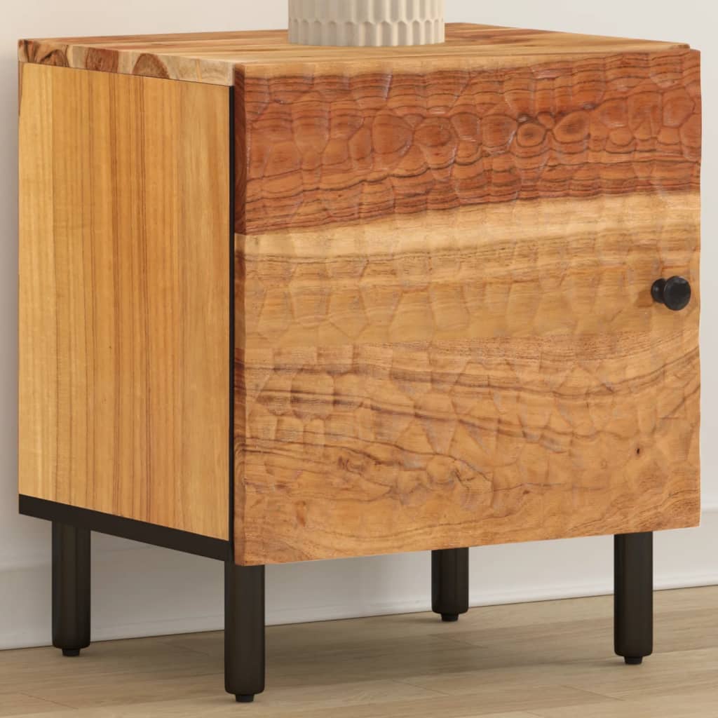 Vetonek Mesita de noche de madera maciza de acacia 40x33x46 cm