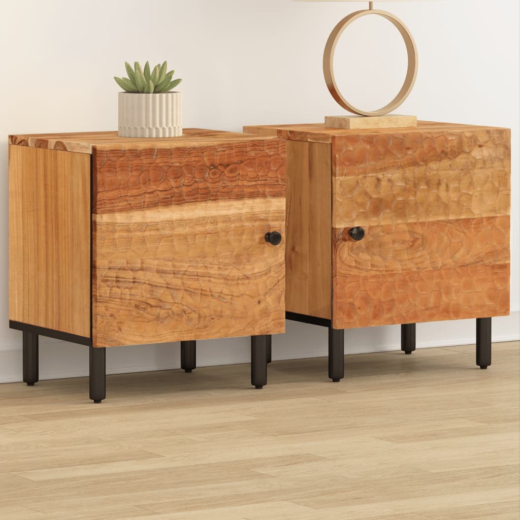 Vetonek Mesitas de noche 2 uds madera maciza de acacia 40x33x46 cm