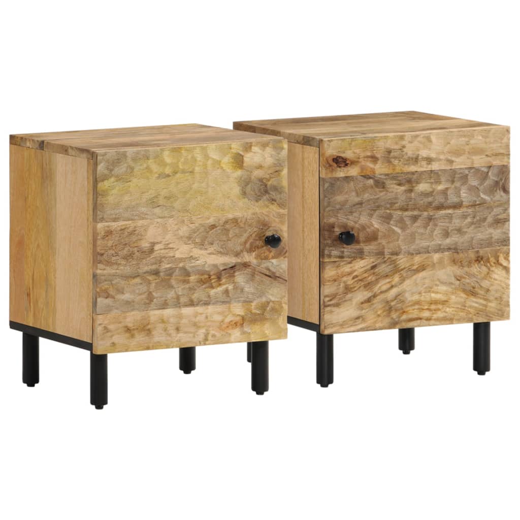 Vetonek Mesitas de noche 2 uds madera maciza de mango 40x33x46 cm