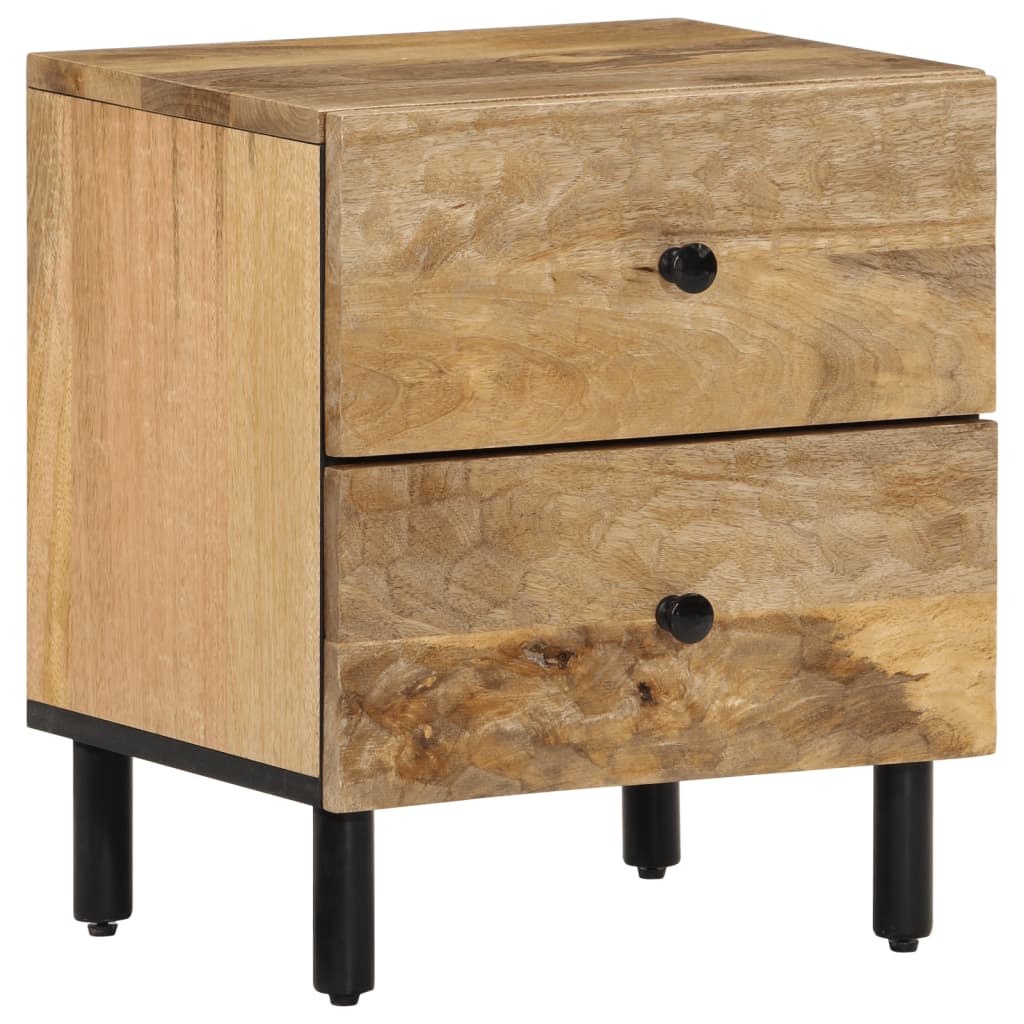 Vetonek Mesita de noche de madera maciza de mango 40x33x46 cm