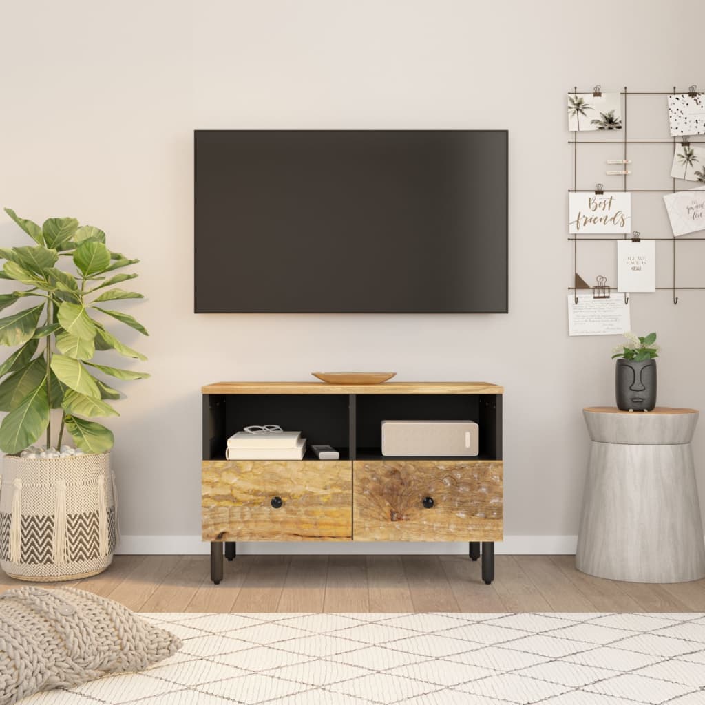 Vetonek Mueble de TV madera maciza de mango 70x33x46 cm