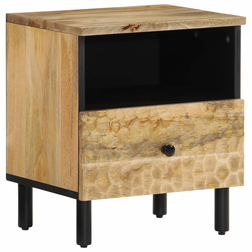 Vetonek Mesita de noche de madera maciza de mango 40x33x46 cm