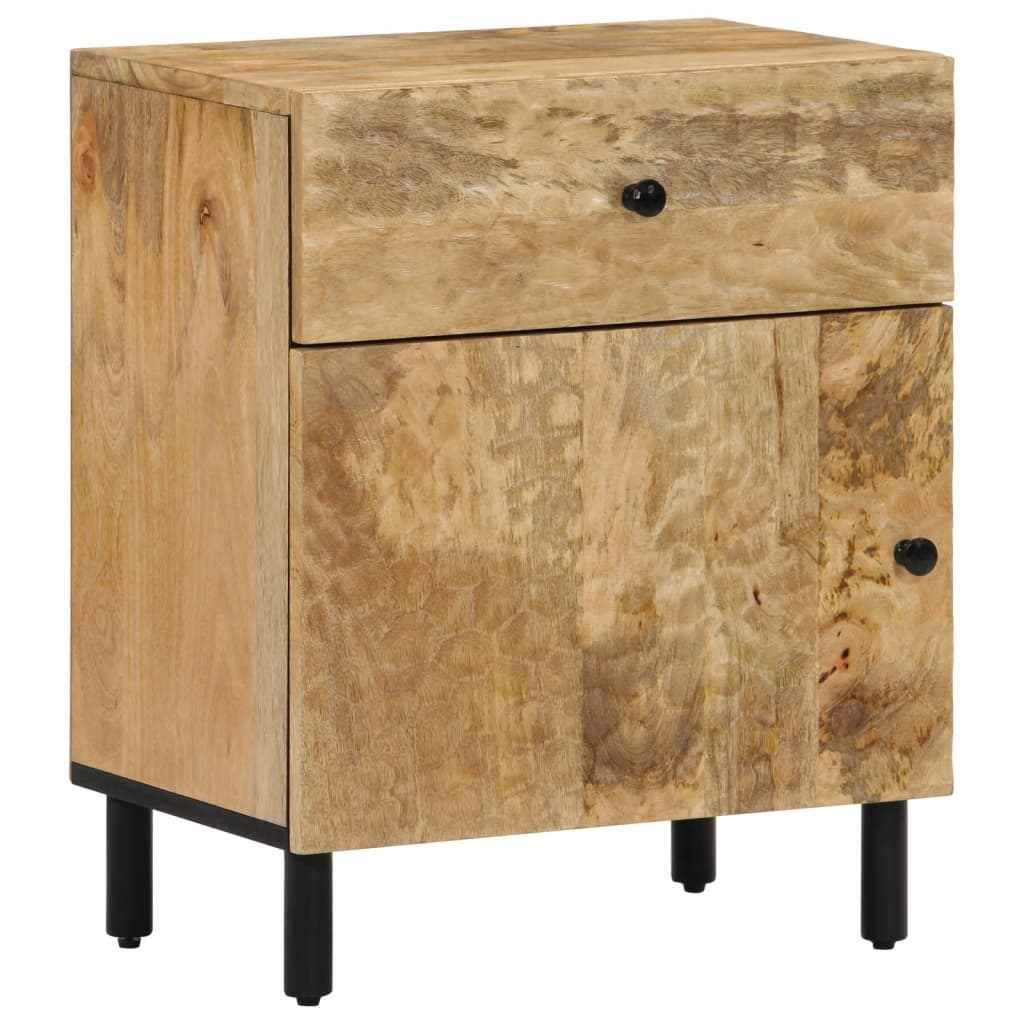 Vetonek Mesita de noche madera maciza de mango 50x33x60 cm