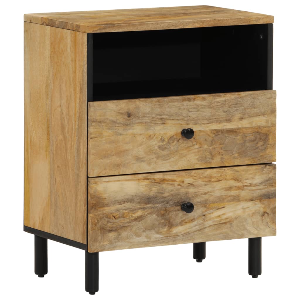 Vetonek Mesita de noche madera maciza de mango 50x33x60 cm