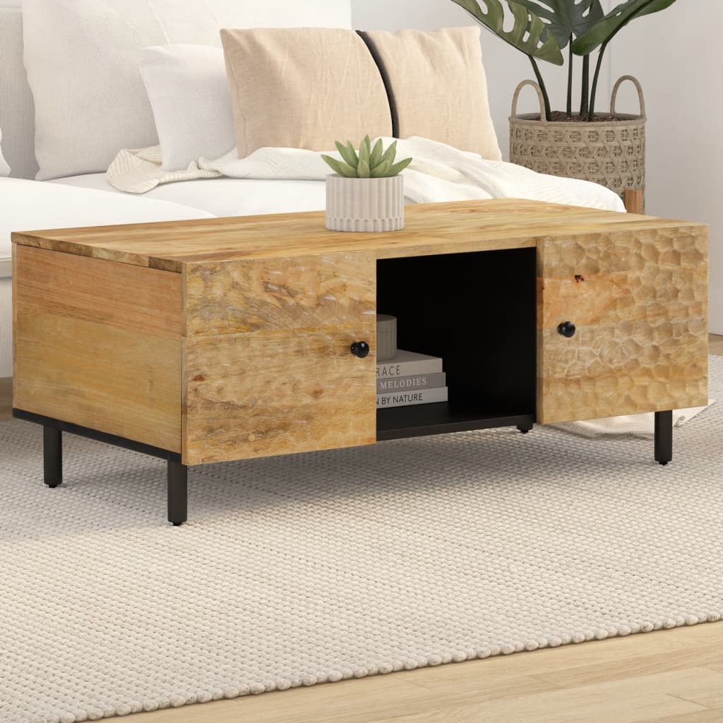 Vetonek Mesa de centro de madera maciza mango 100x54x40 cm