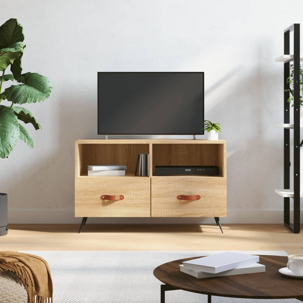 Vetonek Mueble para TV madera contrachapada roble ahumado 80x36x50 cm