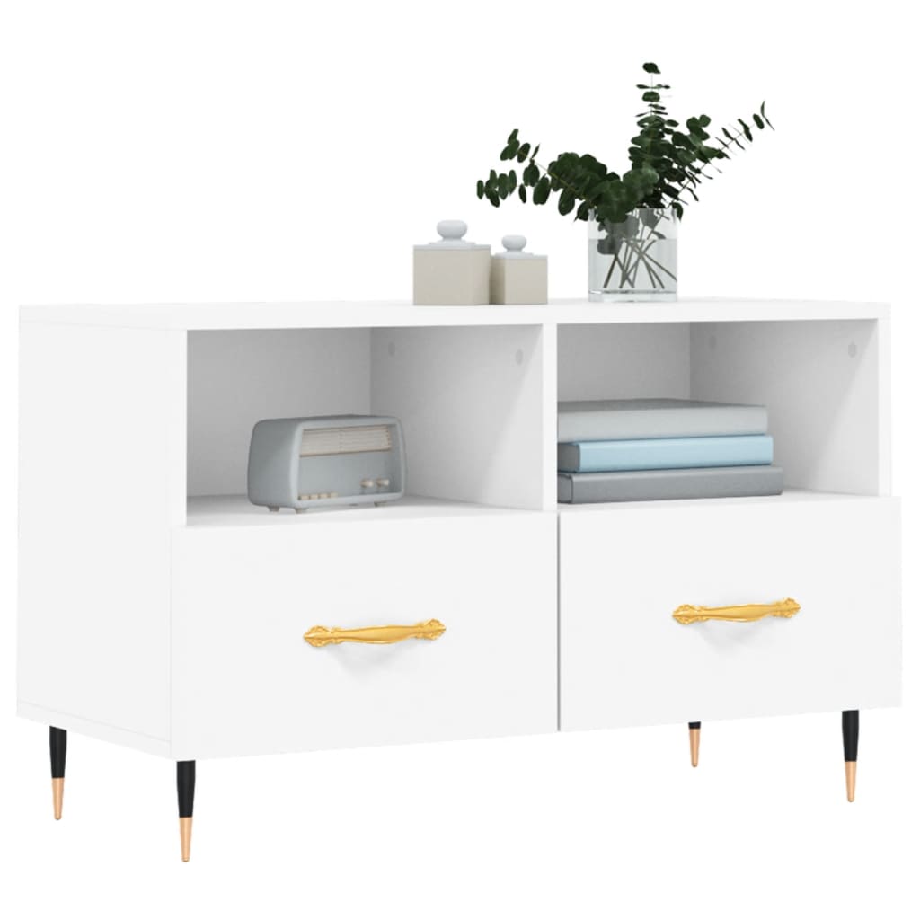 TV furniture white wood 80x36x50 cm