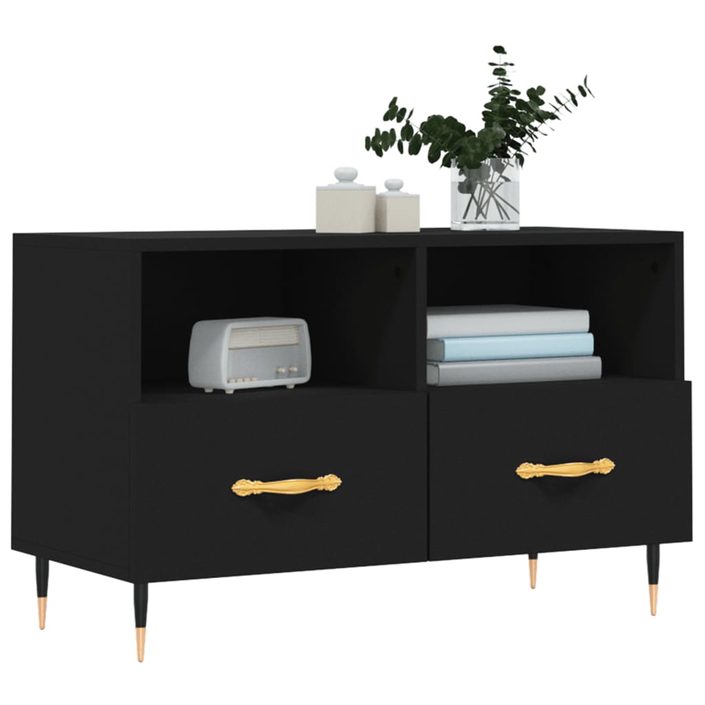 Mueble para TV madera negro 80x36x50 cm