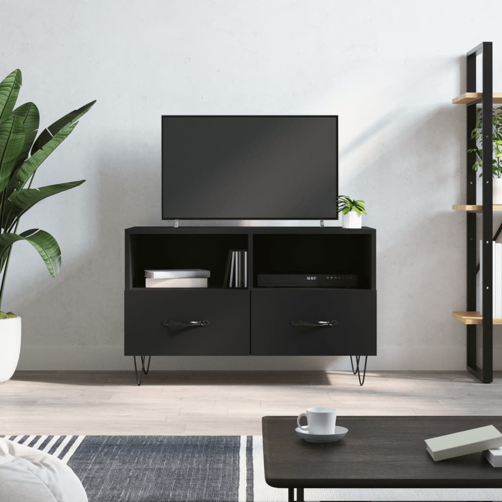 Vetonek Mueble para TV madera contrachapada negro 80x36x50 cm