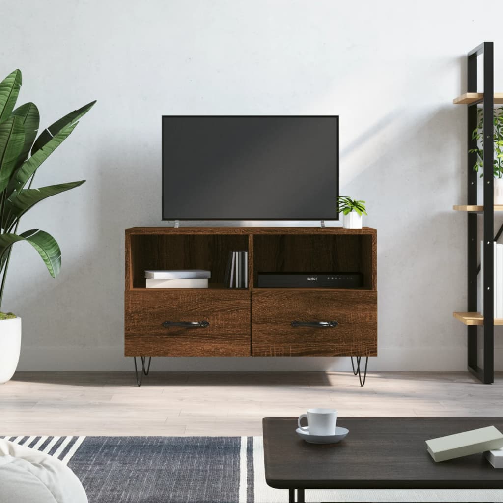 Vetonek Mueble para TV madera contrachapada roble marrón 80x36x50 cm