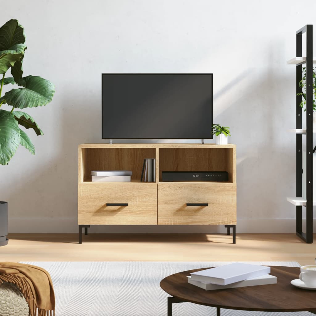 Vetonek Mueble para TV madera contrachapada roble ahumado 80x36x50 cm