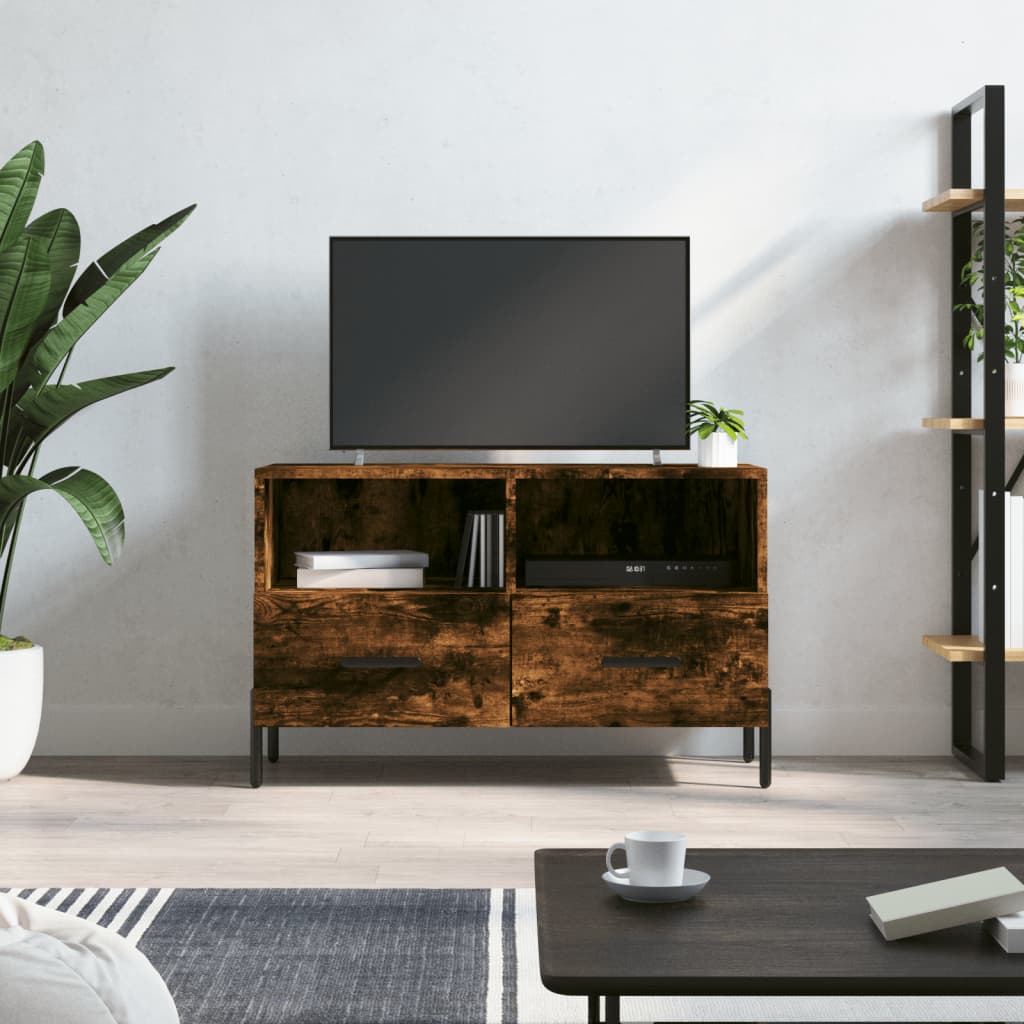 Vetonek Mueble para TV madera contrachapada roble ahumado 80x36x50 cm