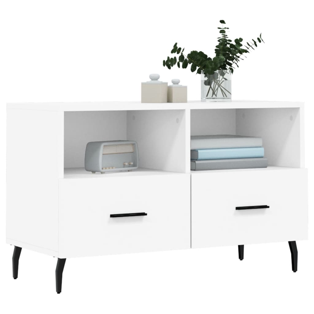 TV furniture white wood 80x36x50 cm