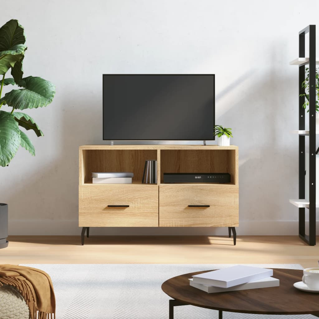 Vetonek Mueble para TV madera contrachapada roble ahumado 80x36x50 cm