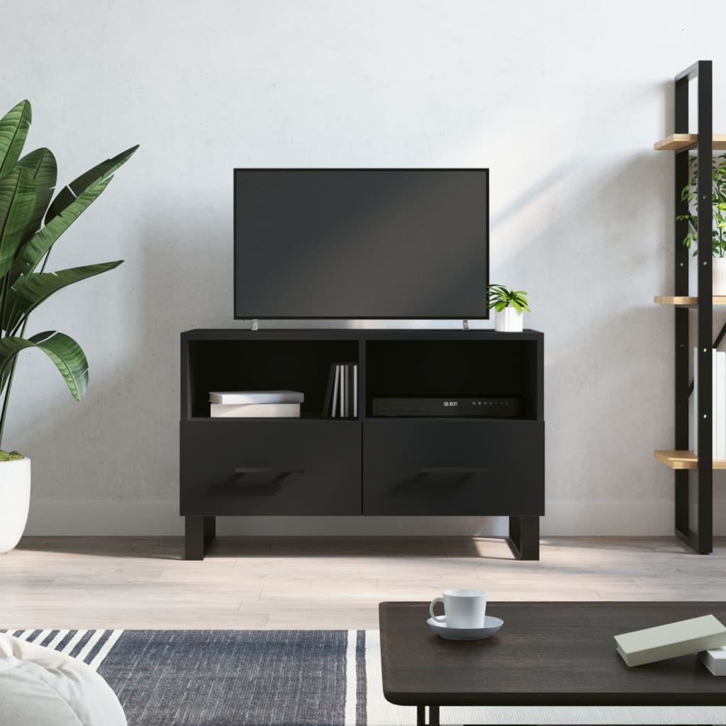 Vetonek Mueble para TV madera contrachapada negro 80x36x50 cm