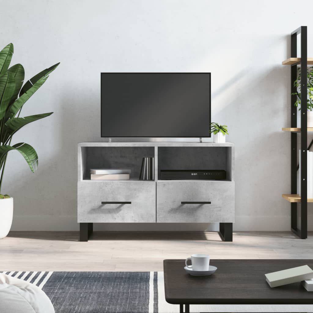 Vetonek Mueble para TV madera contrachapada gris hormigón 80x36x50 cm