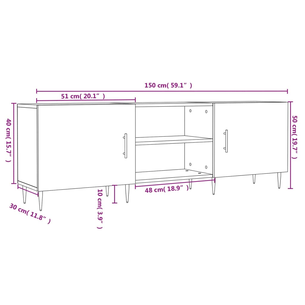 Mueble para TV madera de ingeniería blanco 150x30x50 cm vidaXL