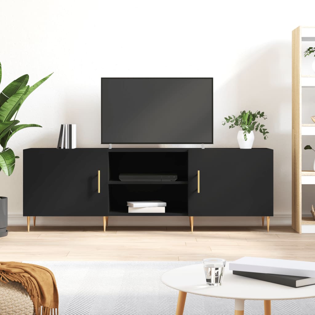 Vetonek Mueble para TV madera de ingeniería negro 150x30x50 cm