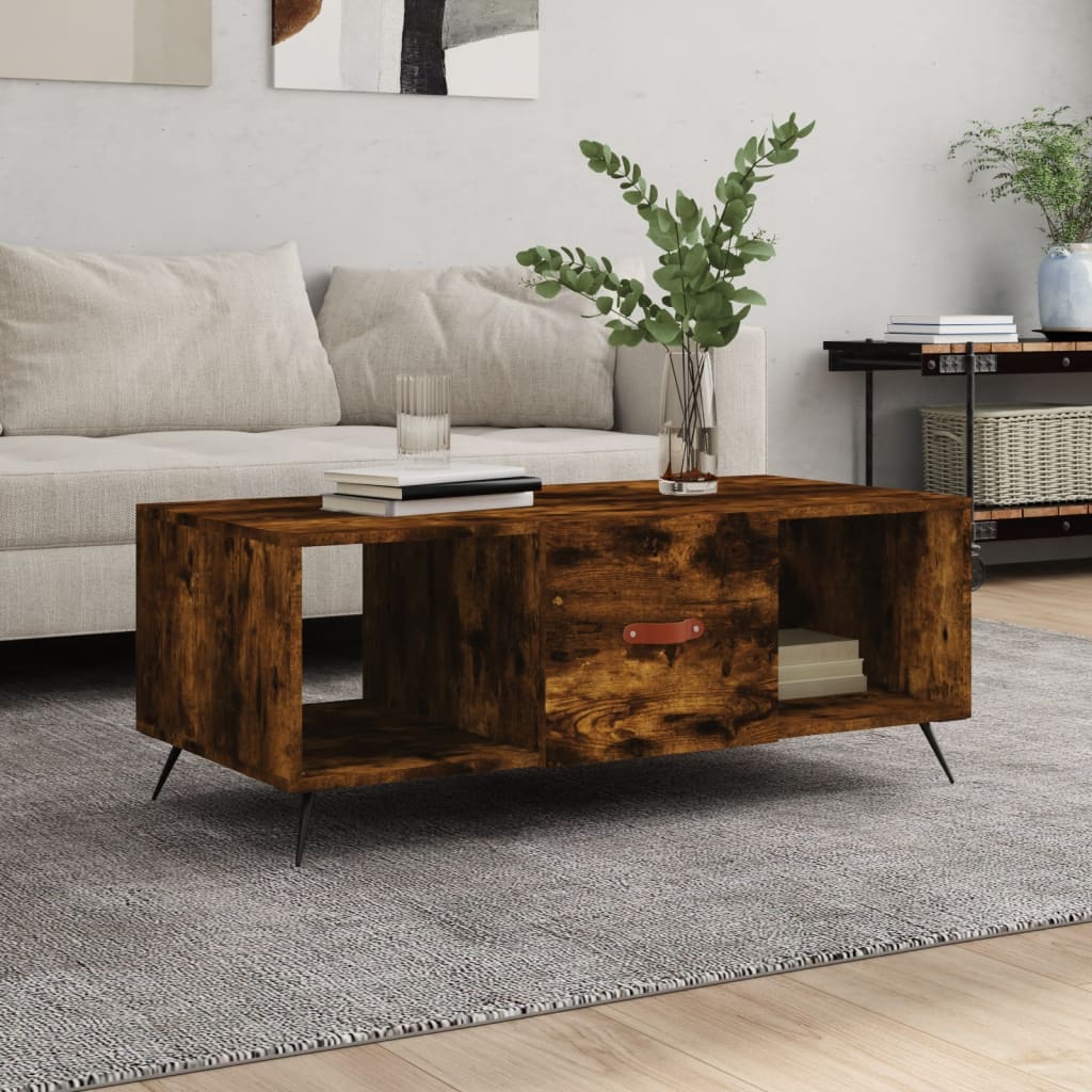 Vetonek Mesa de centro madera contrachapada roble ahumado 102x50x40 cm