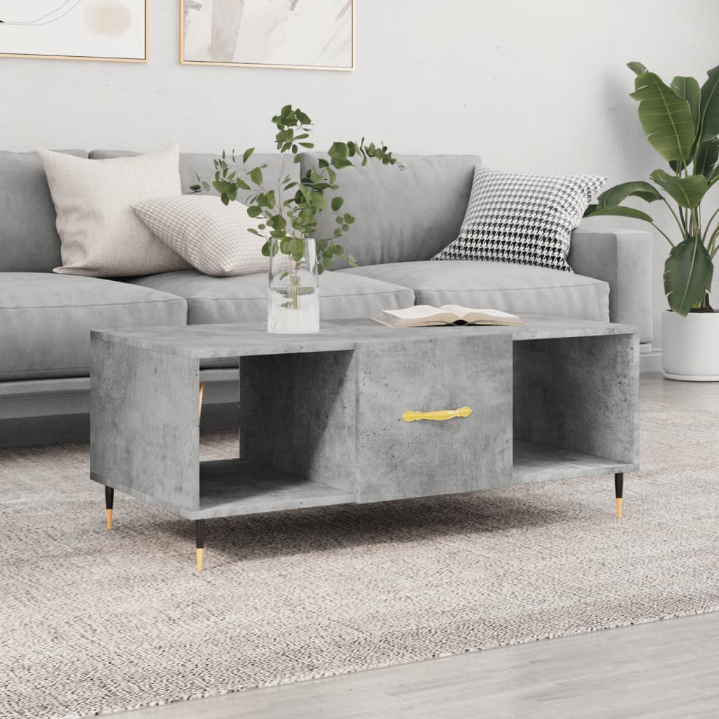 Vetonek Mesa de centro madera contrachapada gris hormigón 102x50x40 cm