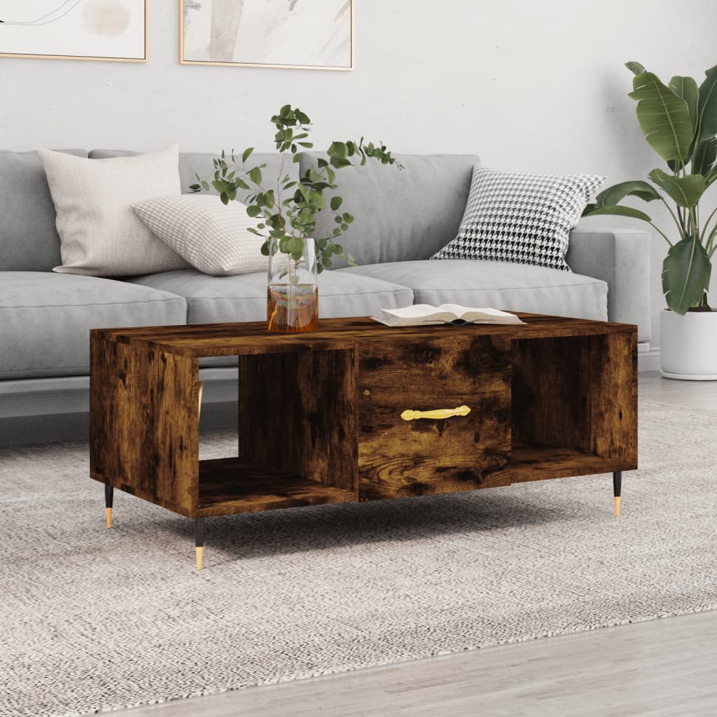 Vetonek Mesa de centro madera contrachapada roble ahumado 102x50x40 cm