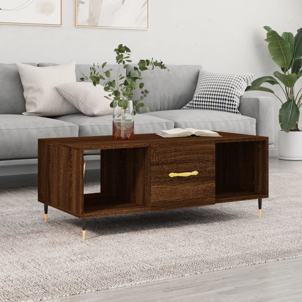 Vetonek Mesa de centro madera contrachapada roble marrón 102x50x40 cm