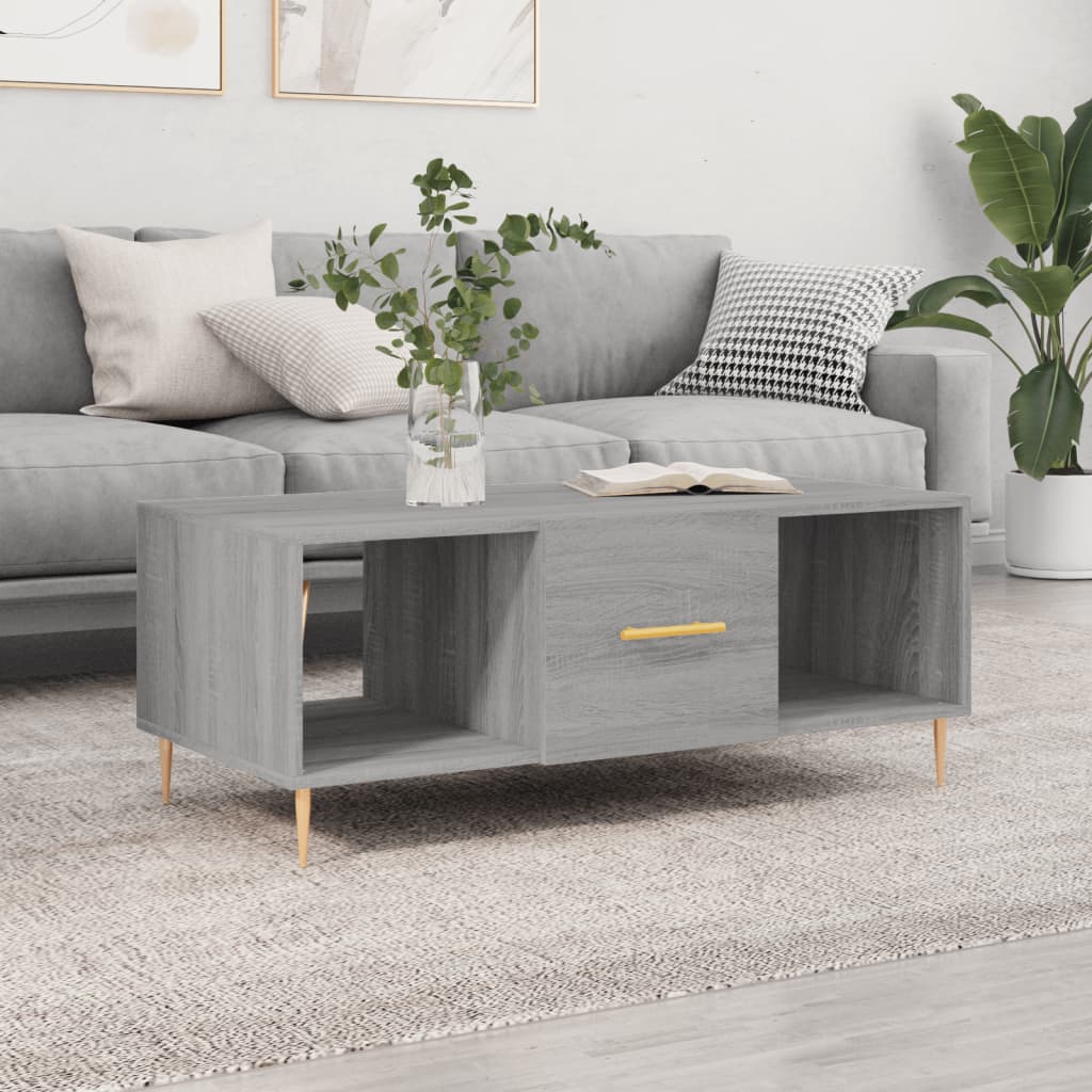 Vetonek Mesa de centro madera contrachapada gris Sonoma 102x50x40 cm