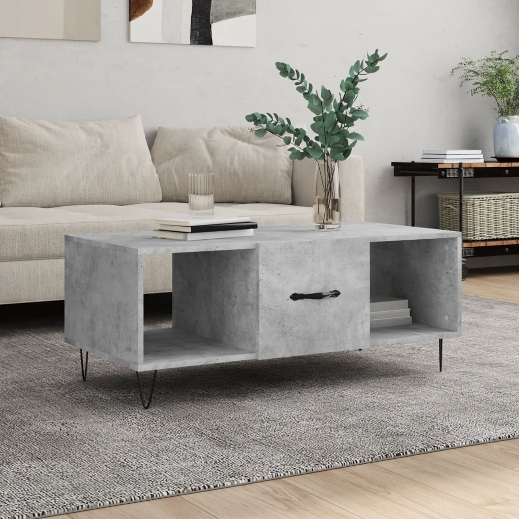 Vetonek Mesa de centro madera contrachapada gris hormigón 102x50x40 cm