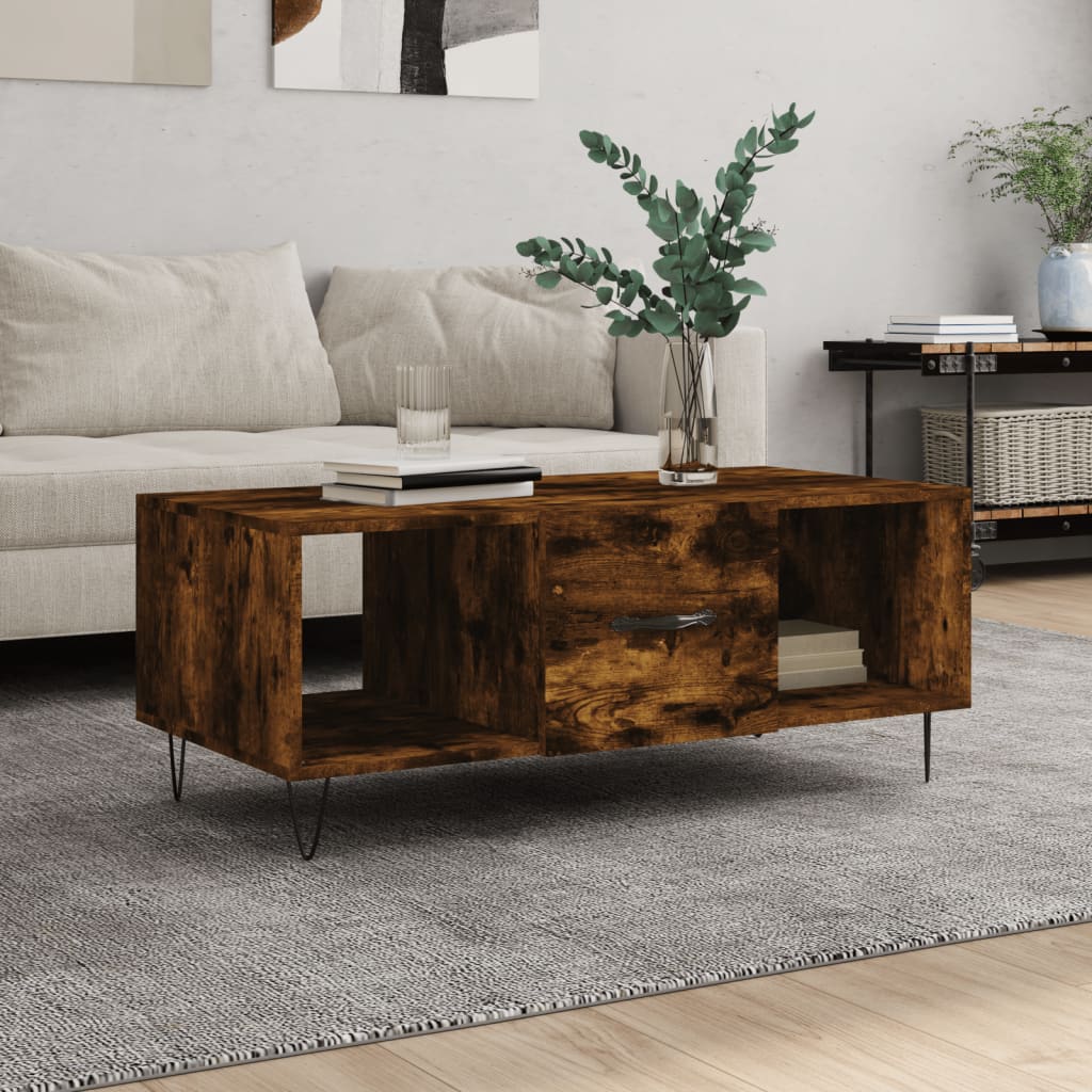 Vetonek Mesa de centro madera contrachapada roble ahumado 102x50x40 cm