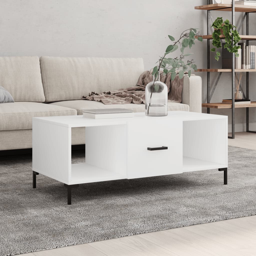 Vetonek Mesa de centro madera contrachapada blanco 102x50x40 cm