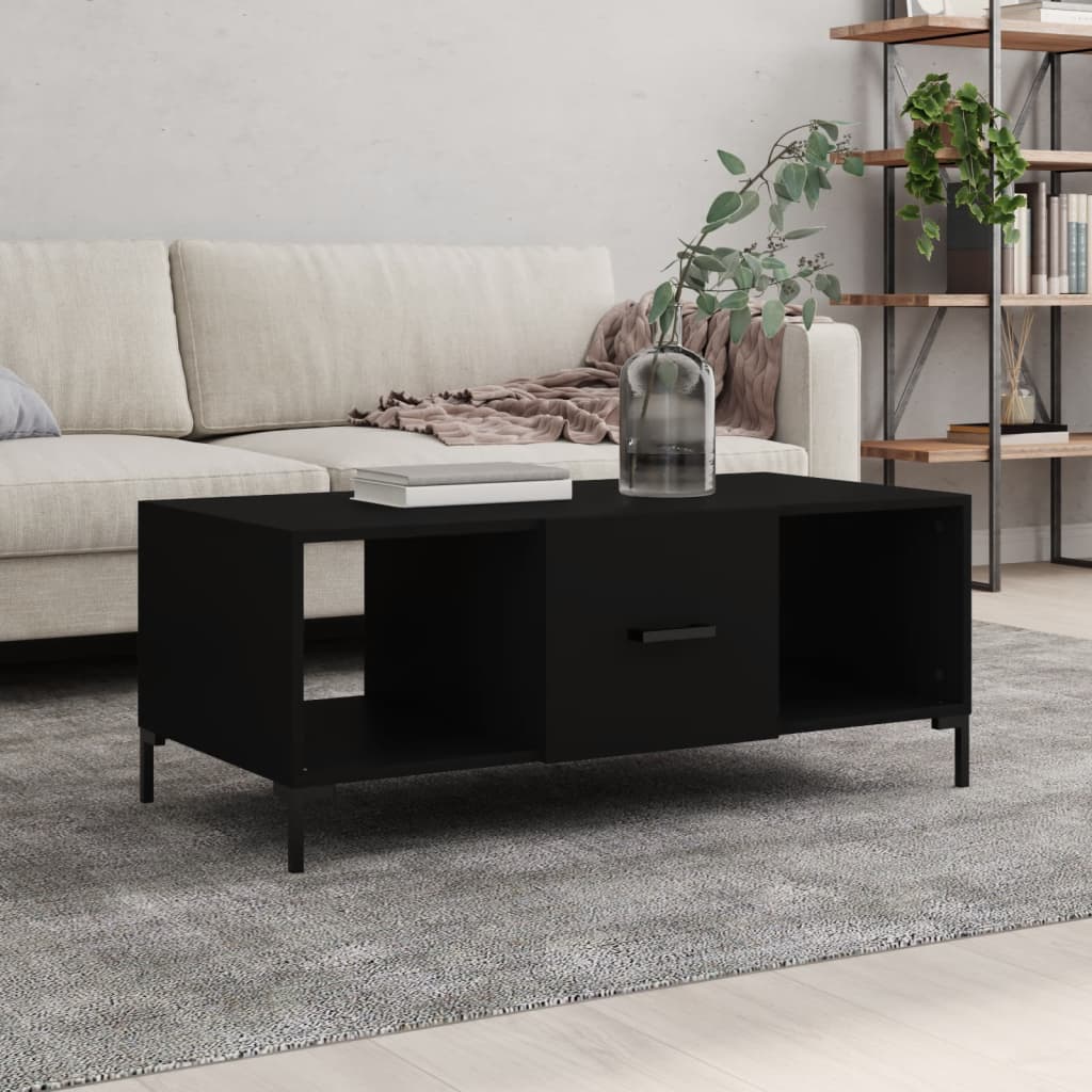 Vetonek Mesa de centro madera contrachapada negro 102x50x40 cm