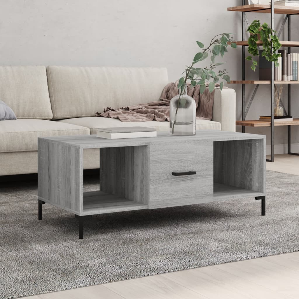 Vetonek Mesa de centro madera contrachapada gris Sonoma 102x50x40 cm