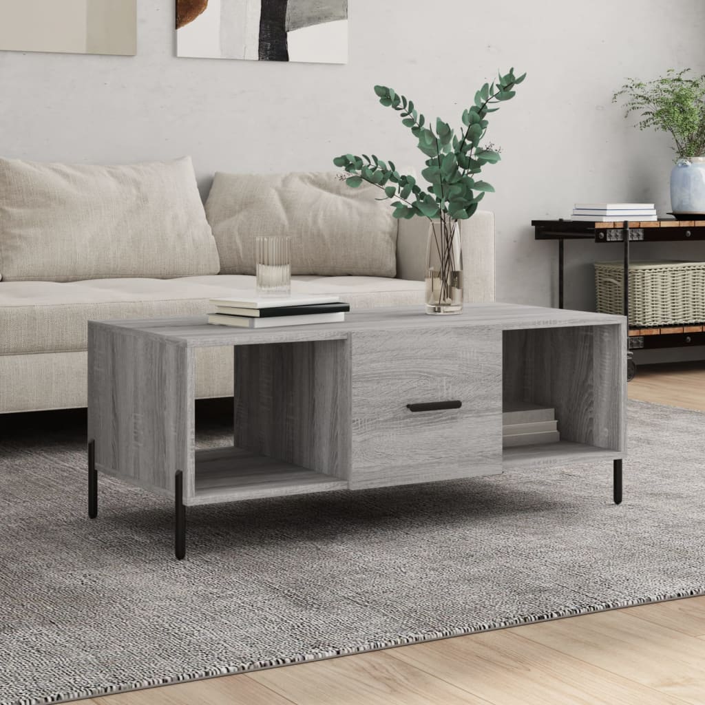 Vetonek Mesa de centro madera contrachapada gris Sonoma 102x50x40 cm